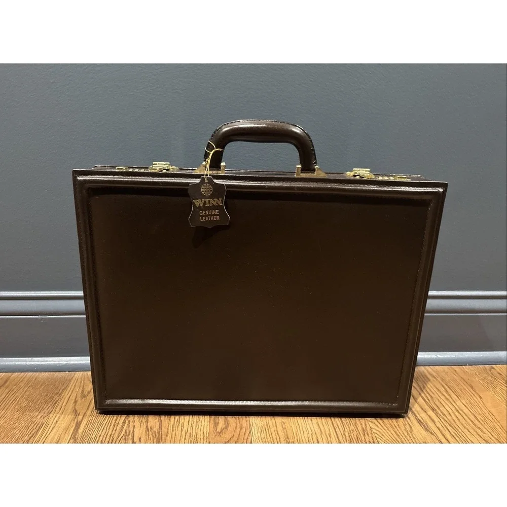 Leather Presto Briefcase Classic Brown Leather